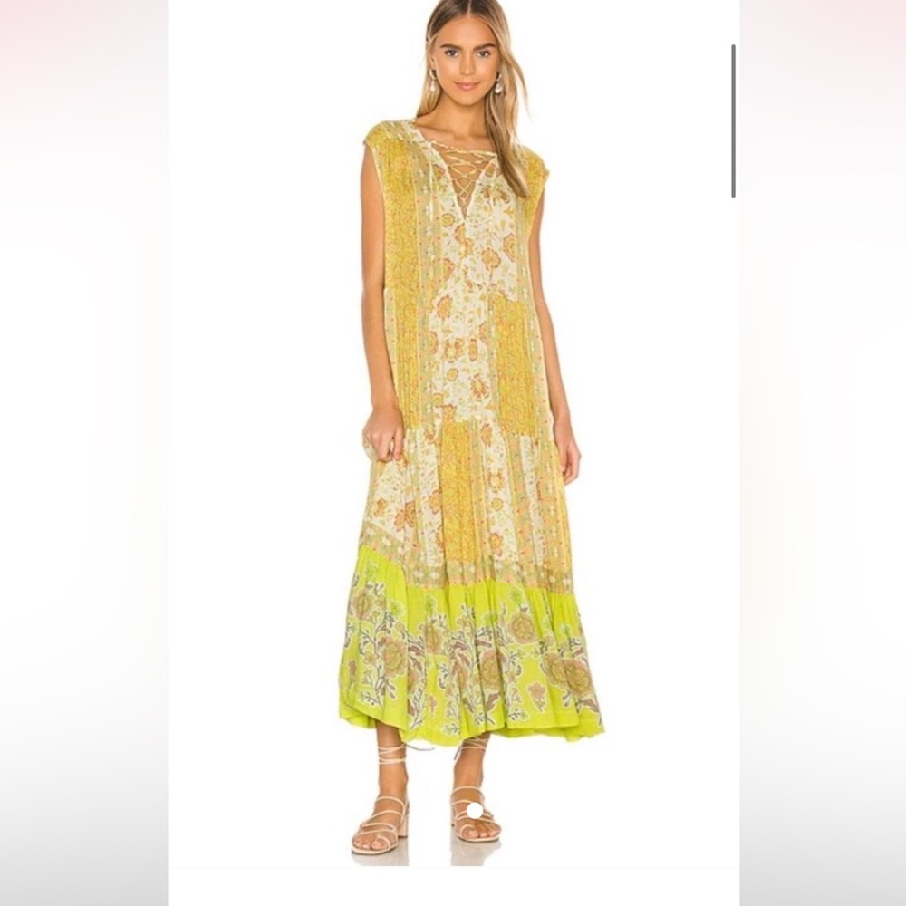 NWT Free People Hanalei Bay Yellow Maxi Size M as Seen on Episode 6 Home Town - Picture 8 of 16